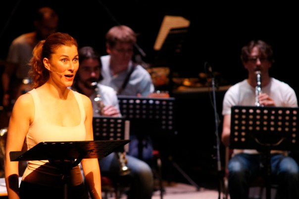 Fabienne Séveillac performs The Exhausted with soundinitiative. Photo by Marty Williams.