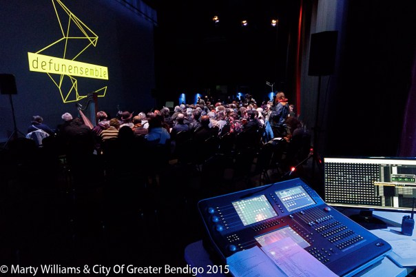 The audience arrives for Defunensemble's O Book of Returns. Photo by Marty Williams